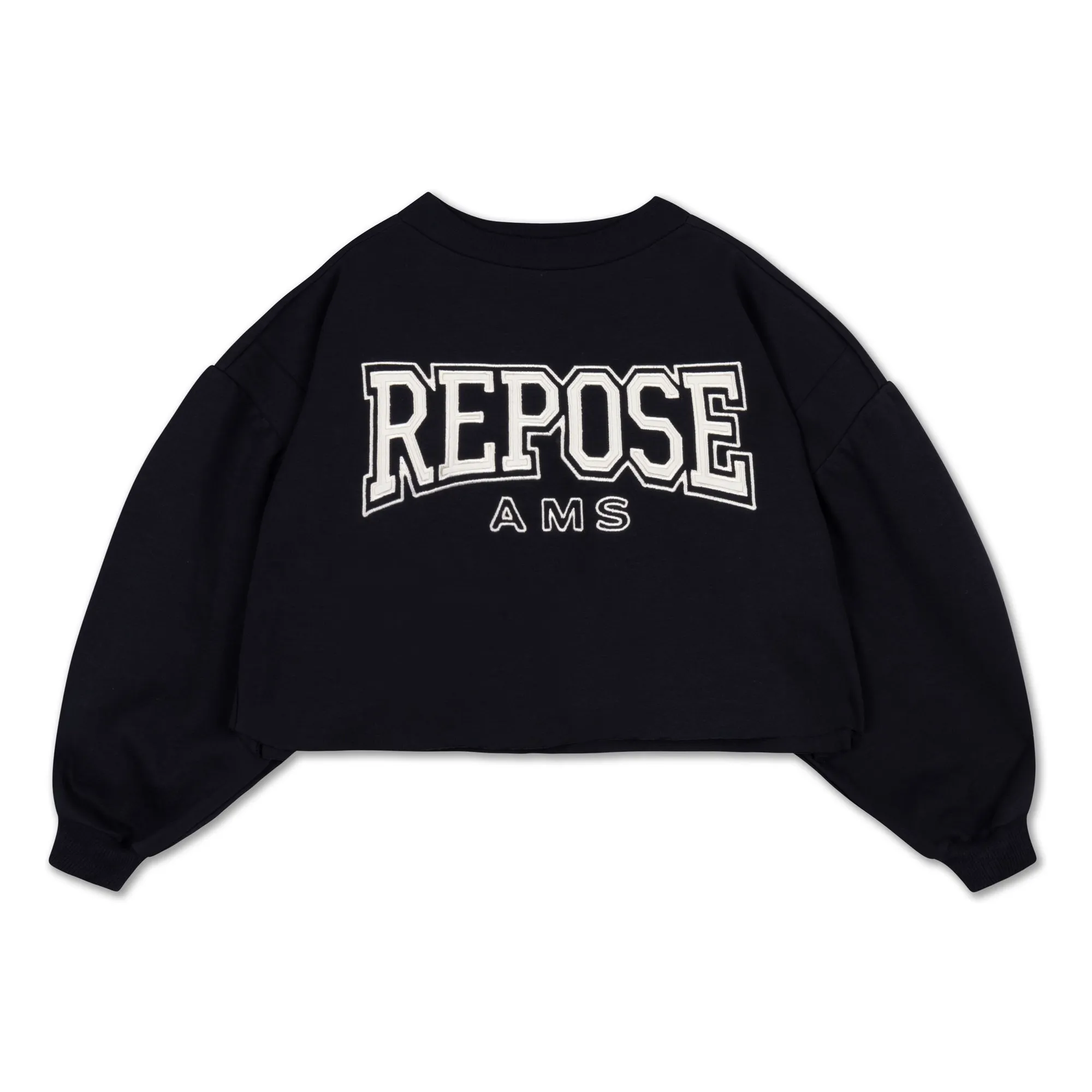 Repose Ams Black Sweat Crop Top Logo Organic Cotton