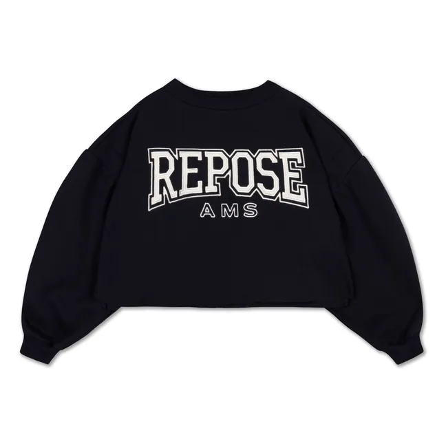 Sweat Crop Top Logo Algodón orgánico | Negro