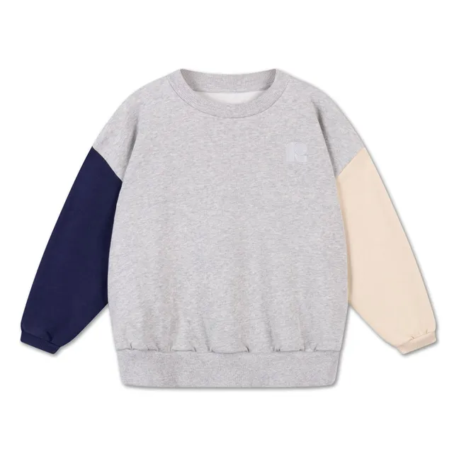 Sudadera tricolor de algodón orgánico Cozydrop | Gris