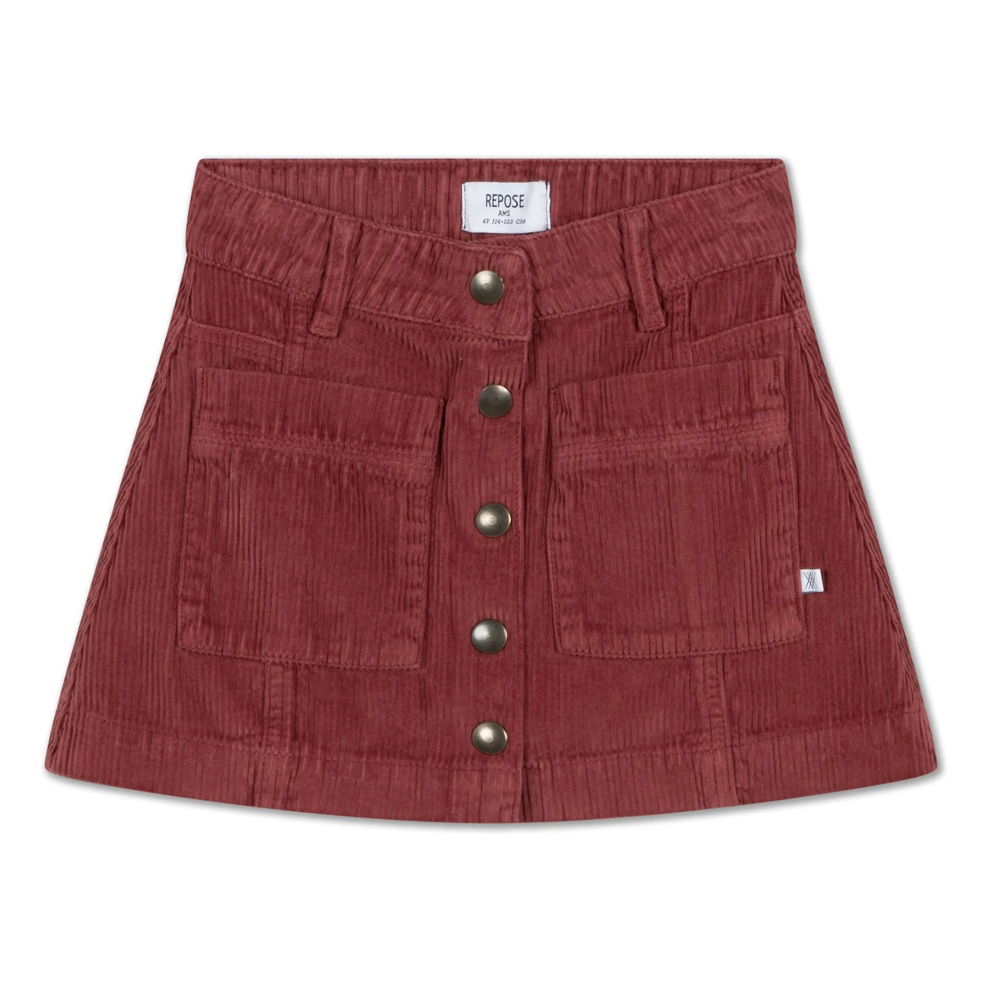 Repose Ams Red Buttoned Skirt Organic Cotton
