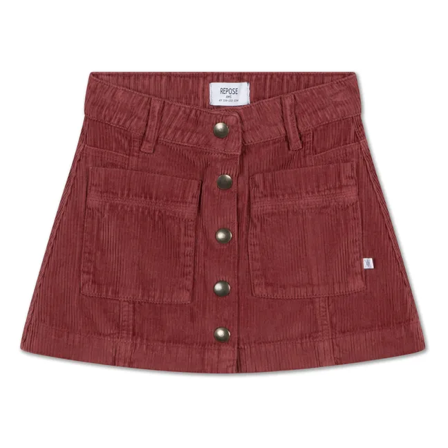 Jupe Boutonnée Coton Bio | Rouge