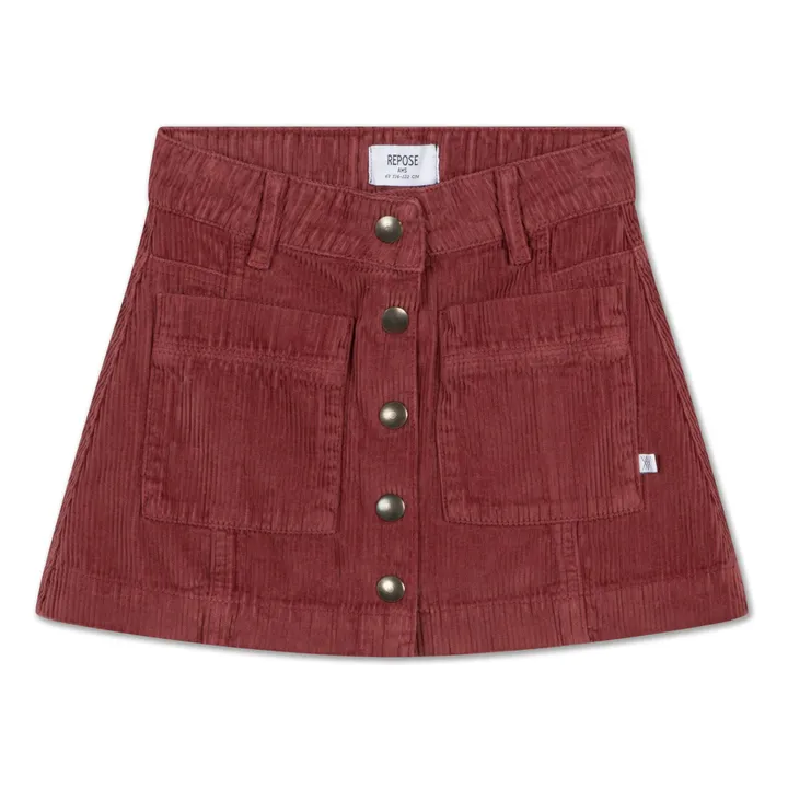 Jupe Boutonnée Coton Bio | Rouge- Image produit n°0