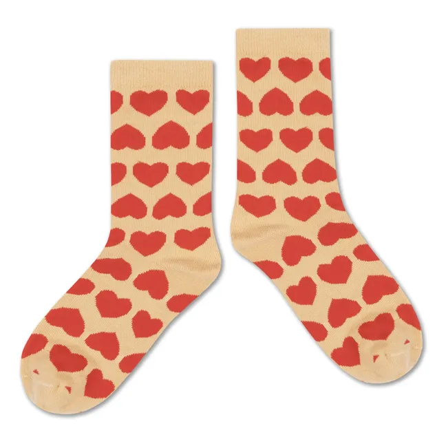 Chaussettes Cœurs | Beige