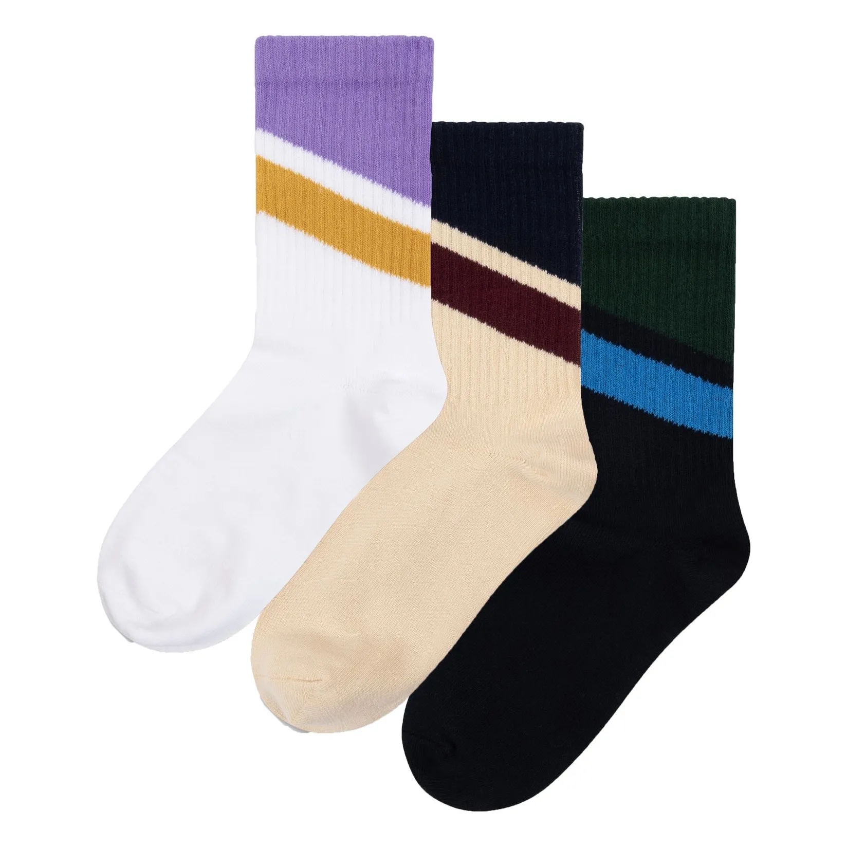Repose Ams Black Set Of 3 Pairs Of Striped Socks