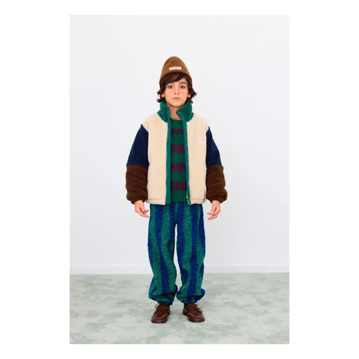 Veste Façon Sherpa Colorblock | Beige- Image produit n°1