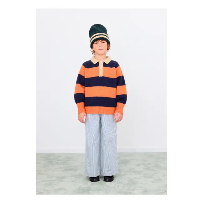 Sweat Polo Rayé | Bleu marine