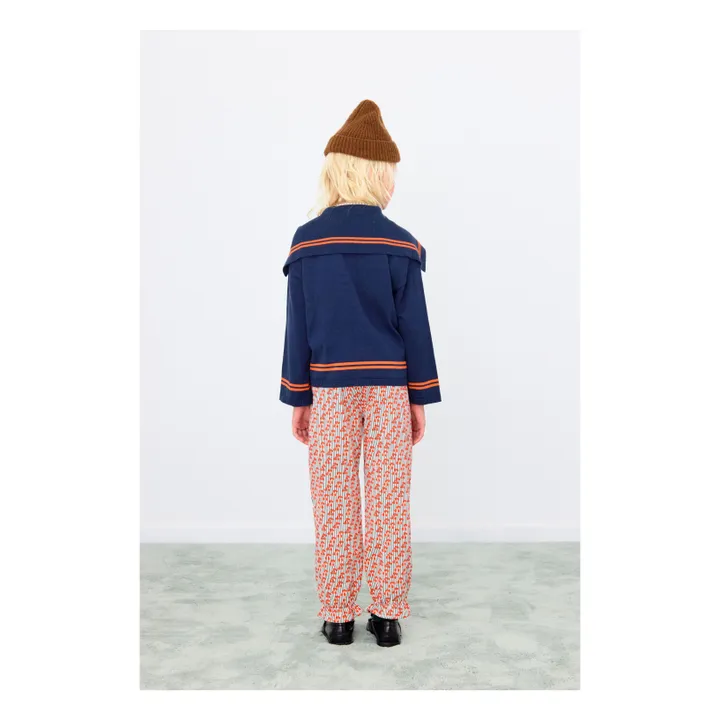 Cardigan Col Carré Rayé Laine | Bleu marine- Image produit n°2