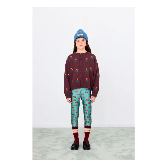 Cardigan Fleurs Laine | Marron