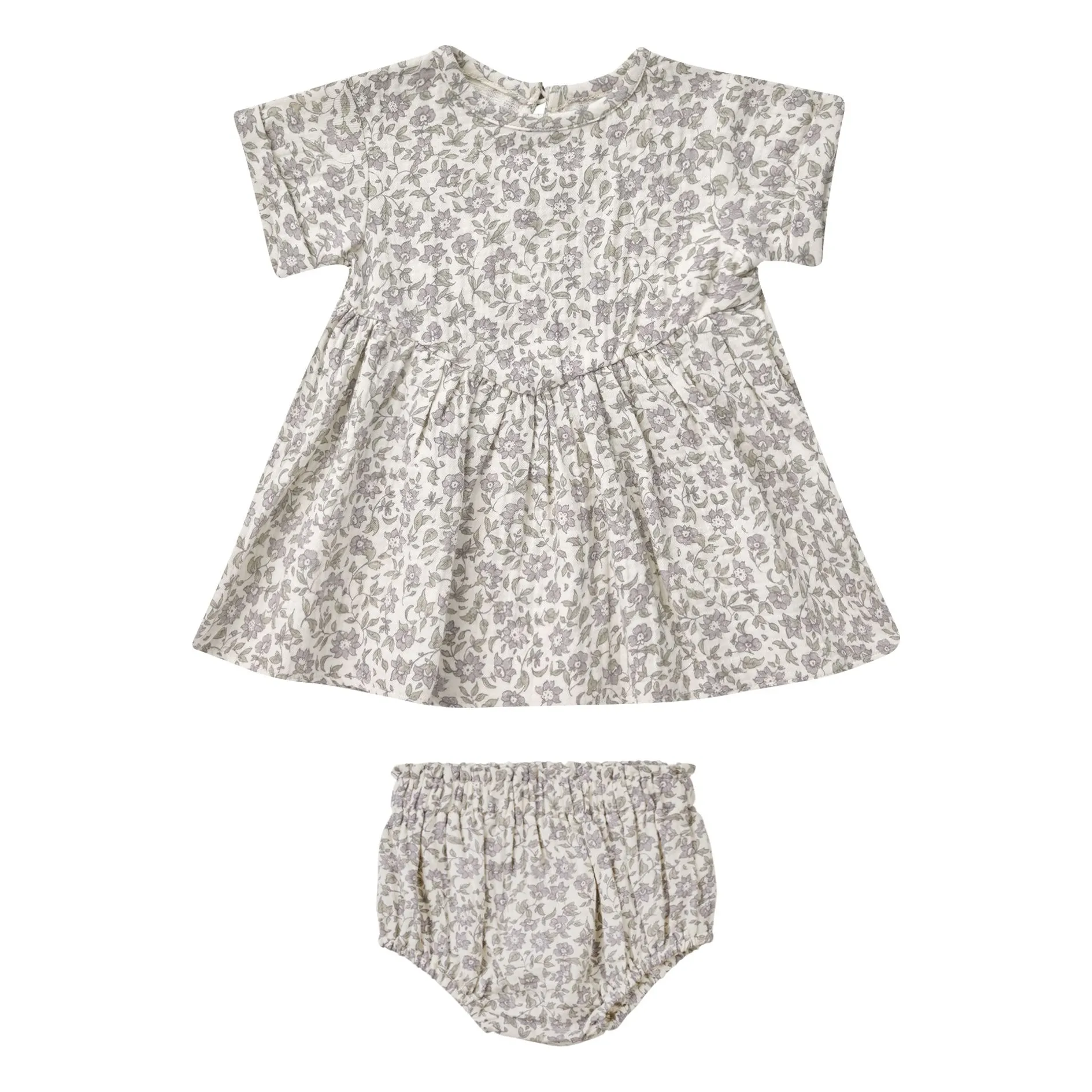 Quincy Mae Ecru Floral Dress And Bloomer