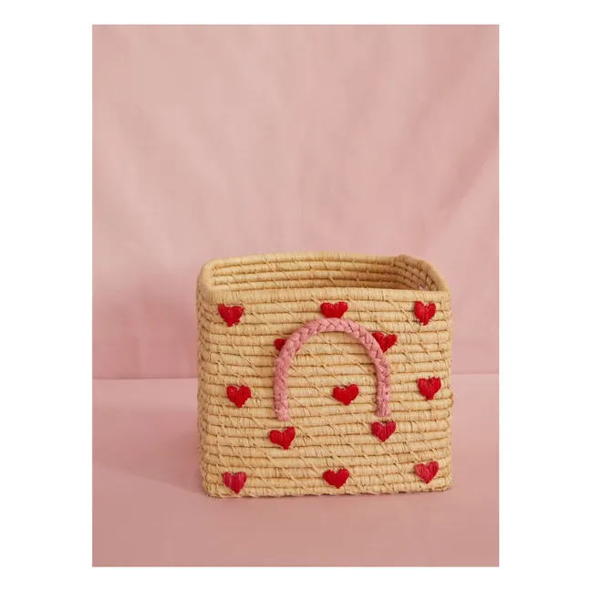 Panier de rangement en raphia Cœurs