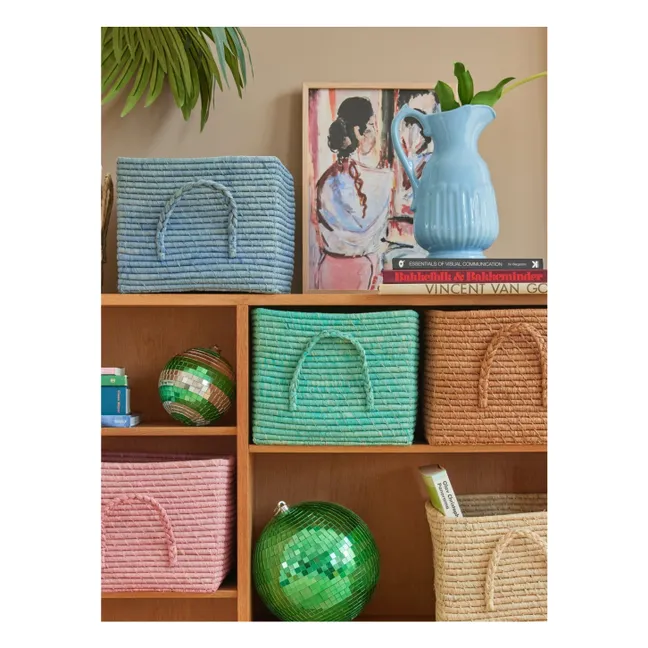 Cesto portaoggetti in rafia | Blu