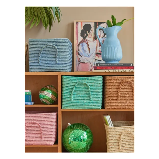 Panier de rangement en raphia | Bleu