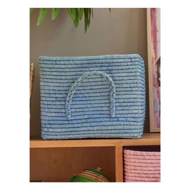 Panier de rangement en raphia | Bleu