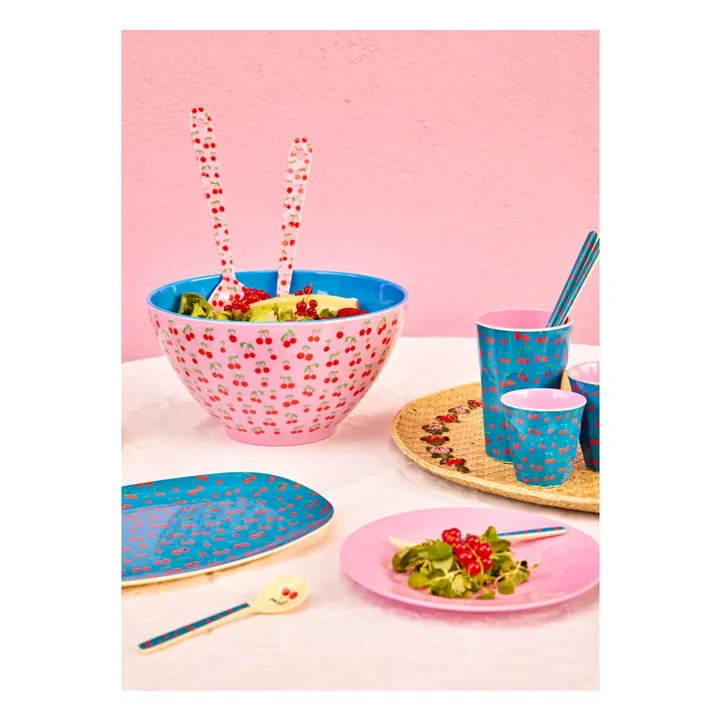 Couverts à salade en mélamine Cerises | Rose- Image produit n°1