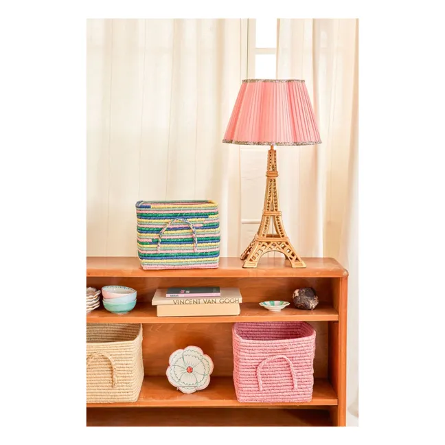 Panier de rangement en raphia rayé