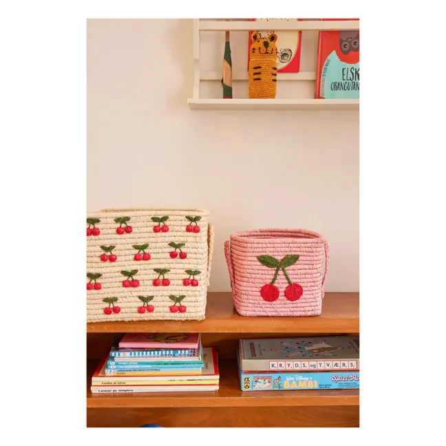 Panier de rangement en raphia Cerise | Rose