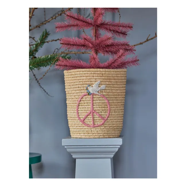 Peace and Love raffia basket