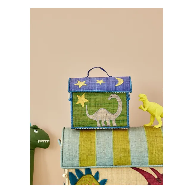 Coffre de rangement en raphia Dinosaure | Vert