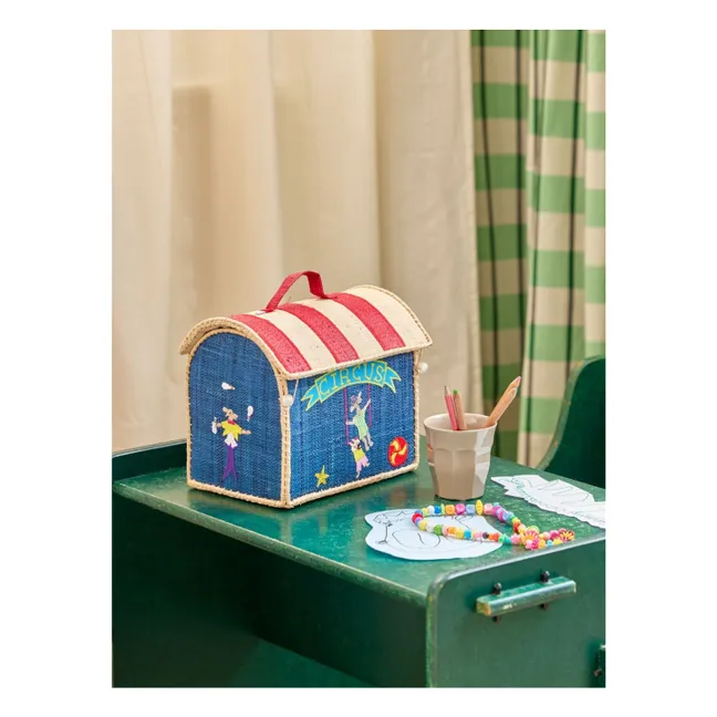 Coffre de rangement en raphia Cirque | Bleu