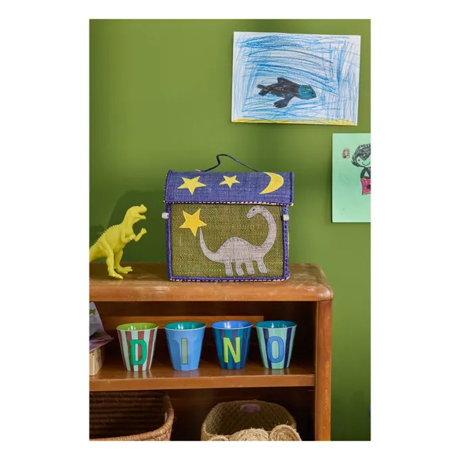 Coffre de rangement en raphia Dinosaure | Vert