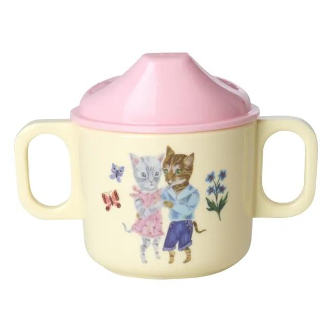 Cats melamine training cup - Rice x Nathalie Lété | Cream