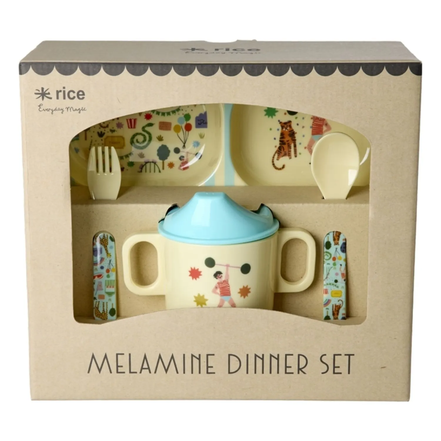 Rice Light Blue Fun Fair Melamine Lunch Box