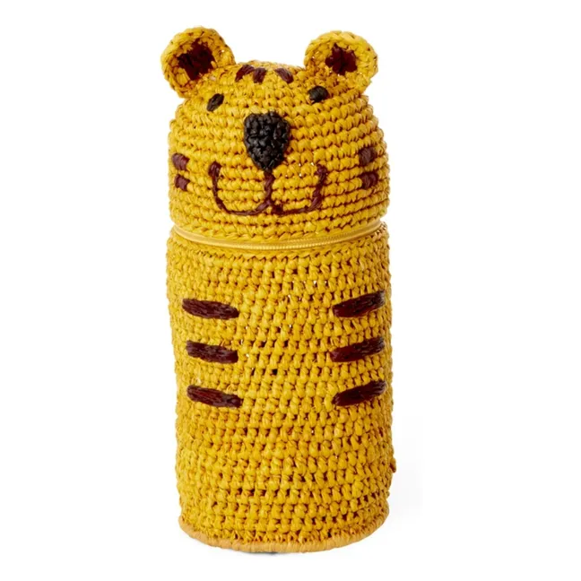 Pot à crayons en raphia Tigre | Orange