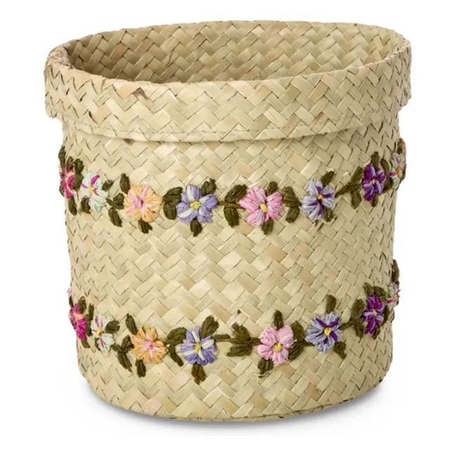 Panier de rangement en raphia Fleurs