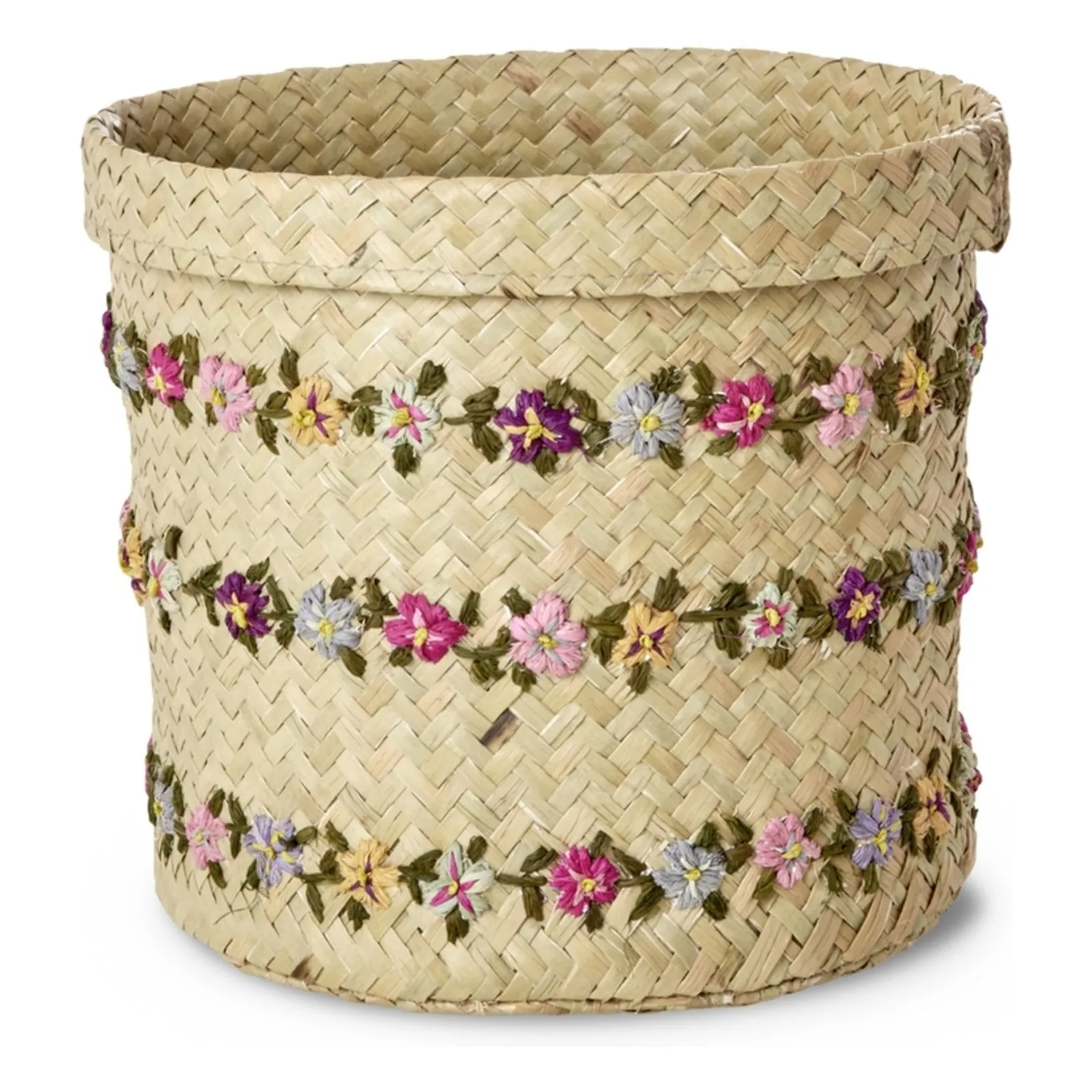 Rice Natural Raffia Storage Basket Flowers