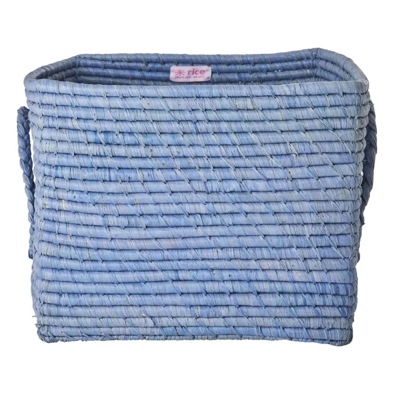 Rice Blue Raffia Storage Basket