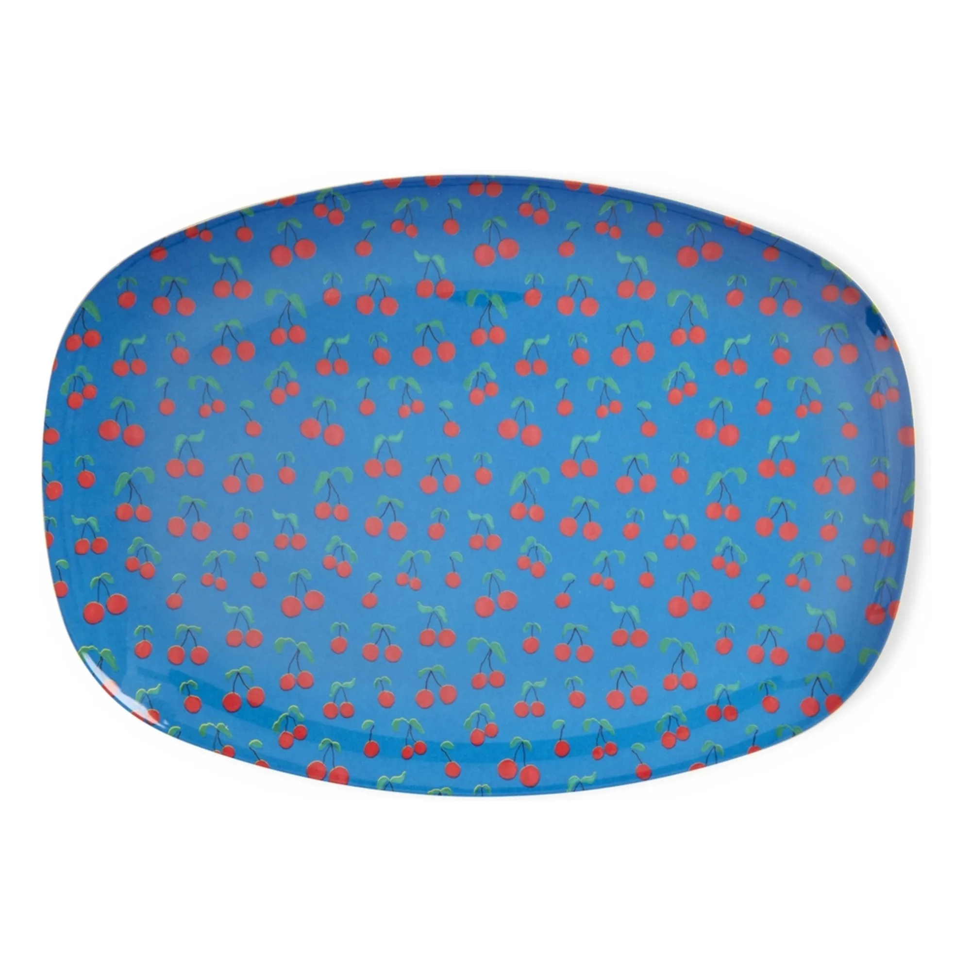 Rice Royal Blue Cerises Rectangular Melamine Plate