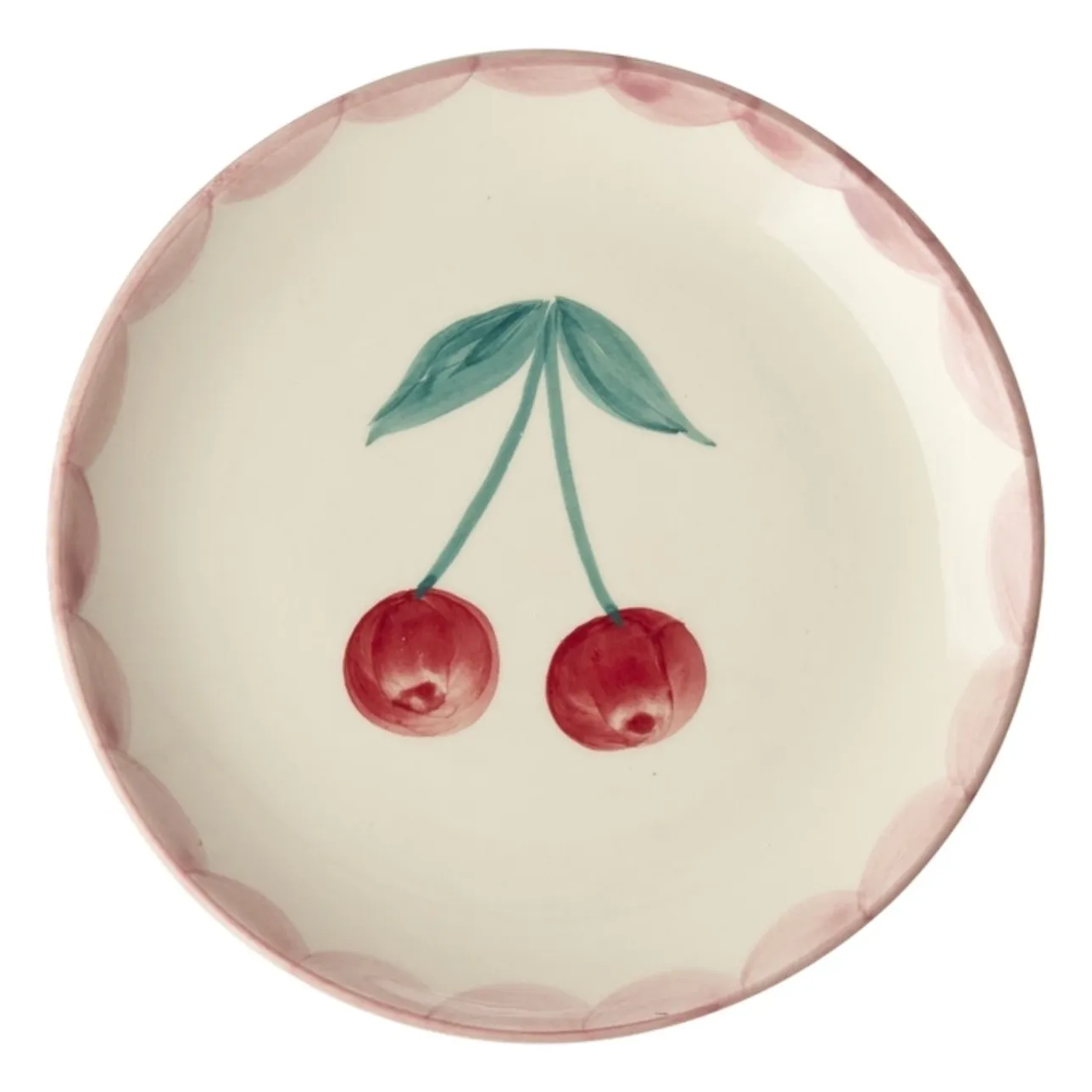 Rice Women's Ecru Ceramic Dessert Plate Cerise