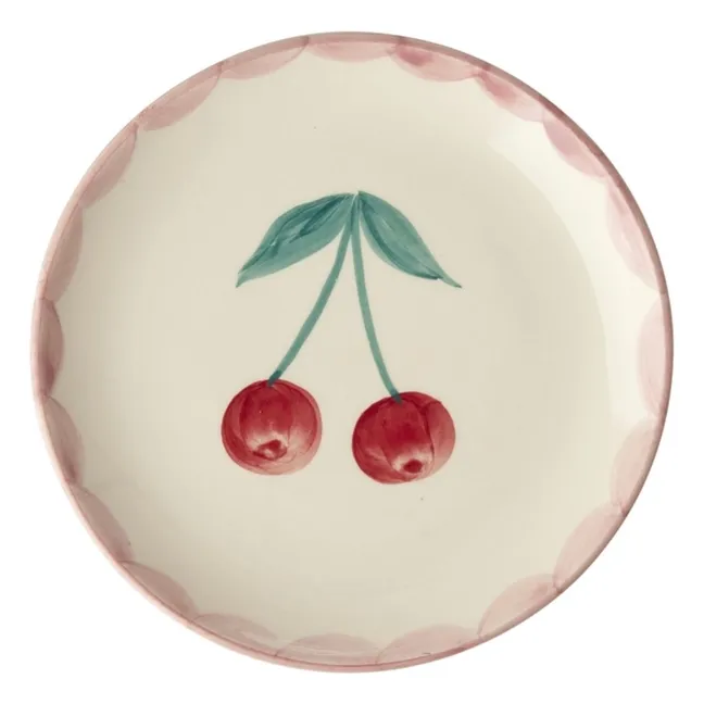 Assiette à dessert en céramique Cerise | Ecru