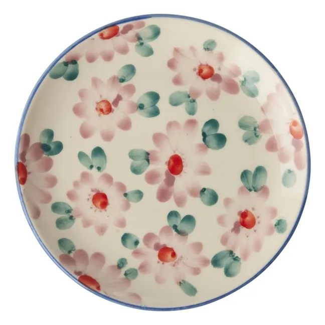 Plato de postre de cerámica Flores | Rosa