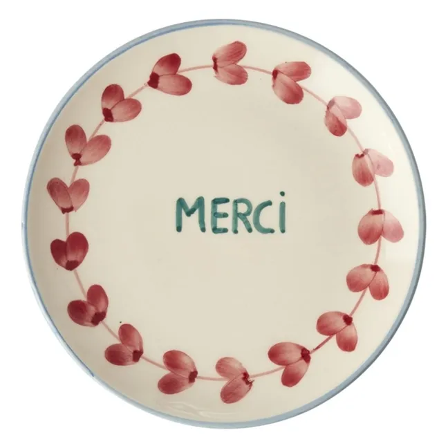 Assiette à dessert en céramique Merci | Rose