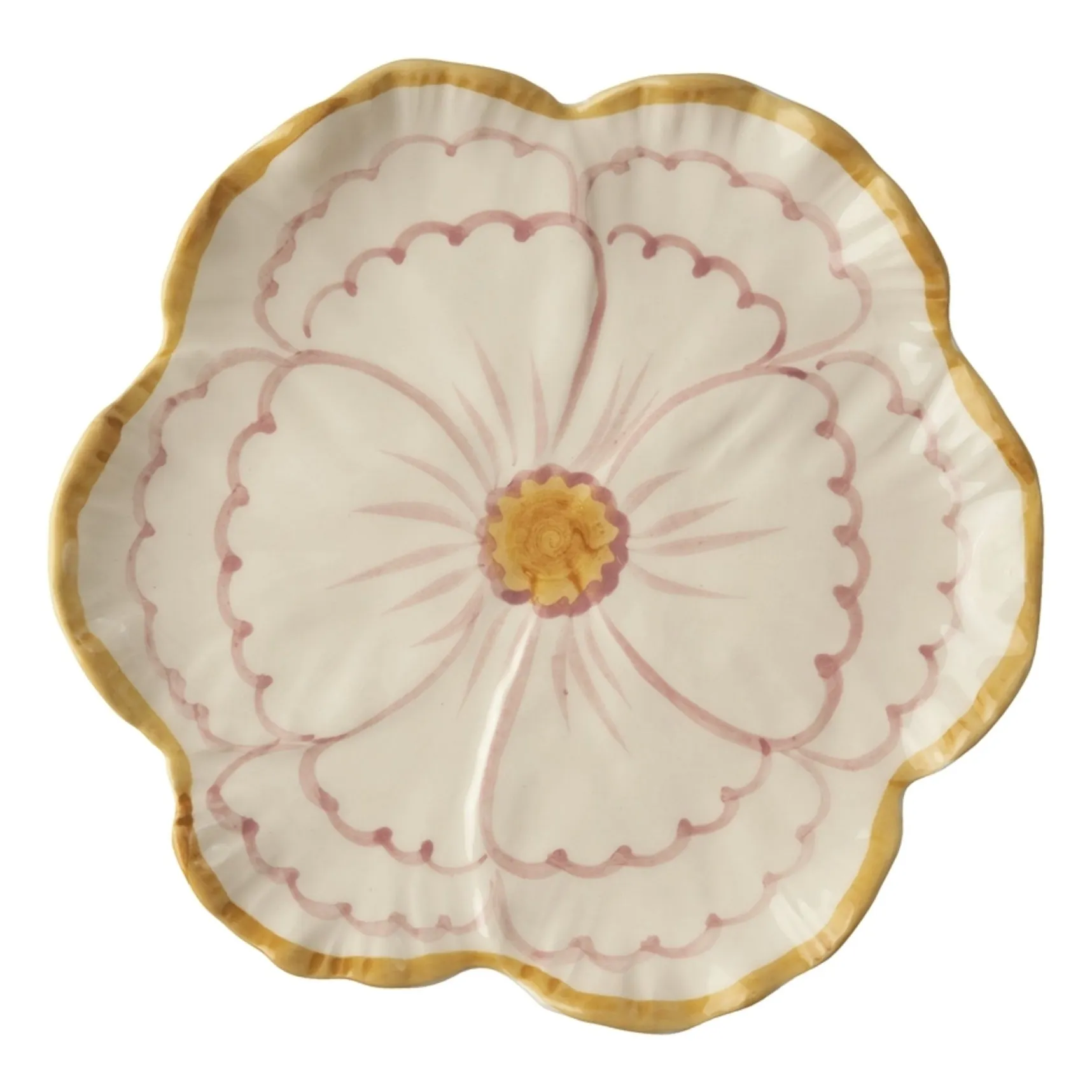 Rice Women's Pink Flower Ceramic Plate