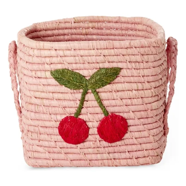 Panier de rangement en raphia Cerise | Rose