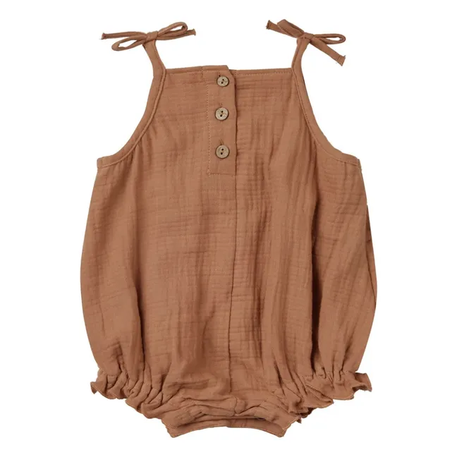 Smocked romper with straps | Clay