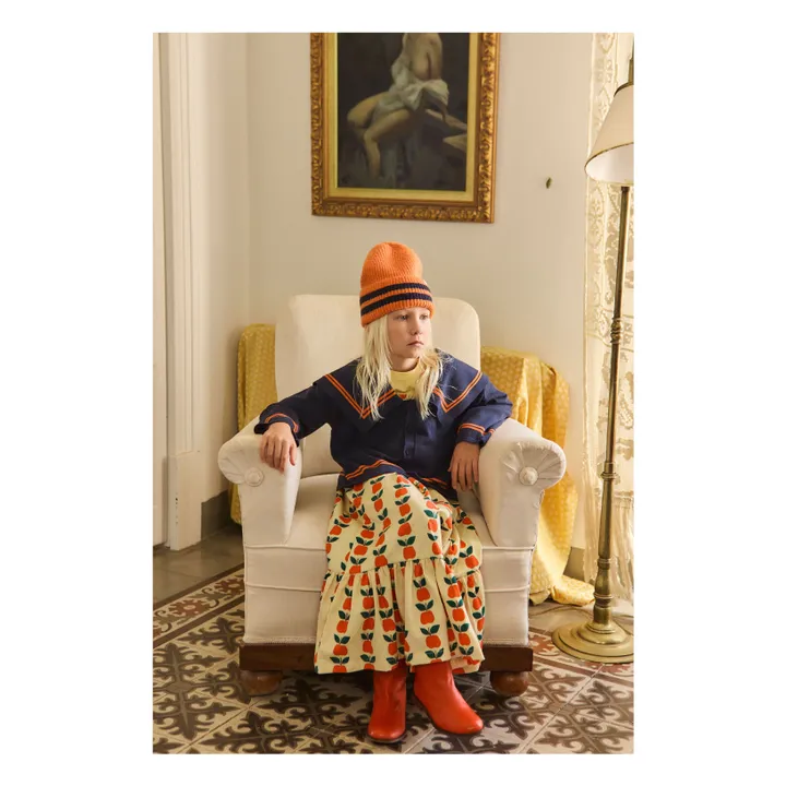 Cardigan Col Carré Rayé Laine | Bleu marine- Image produit n°3