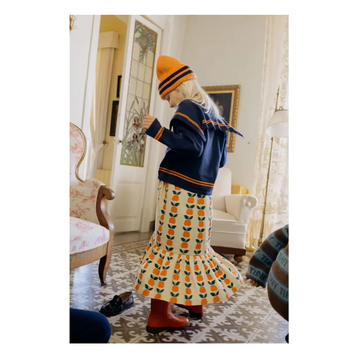 Cardigan Col Carré Rayé Laine | Bleu marine- Image produit n°4