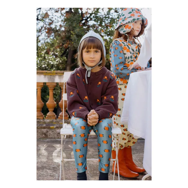 Cardigan Fleurs Laine | Marron