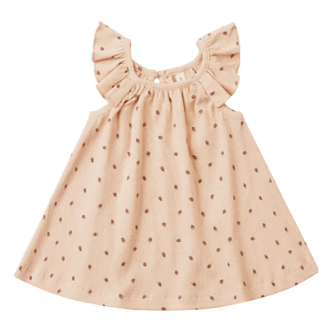 Vestido de fresas con volantes | Beige rosado