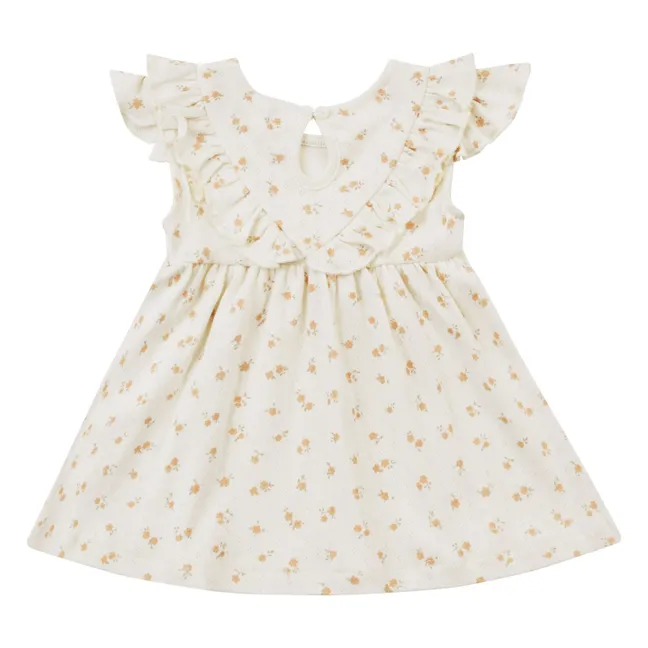 Vestido floral de punto y conjunto de bloomer | Crudo