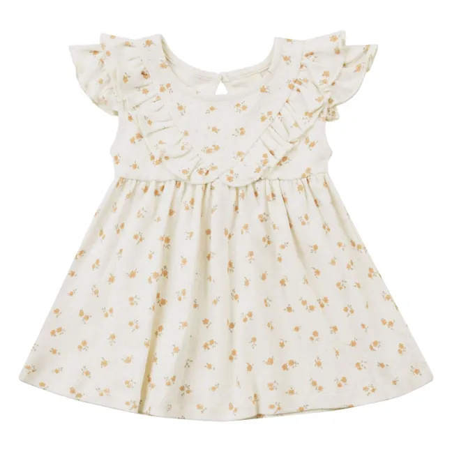 Vestido floral de punto y conjunto de bloomer | Crudo