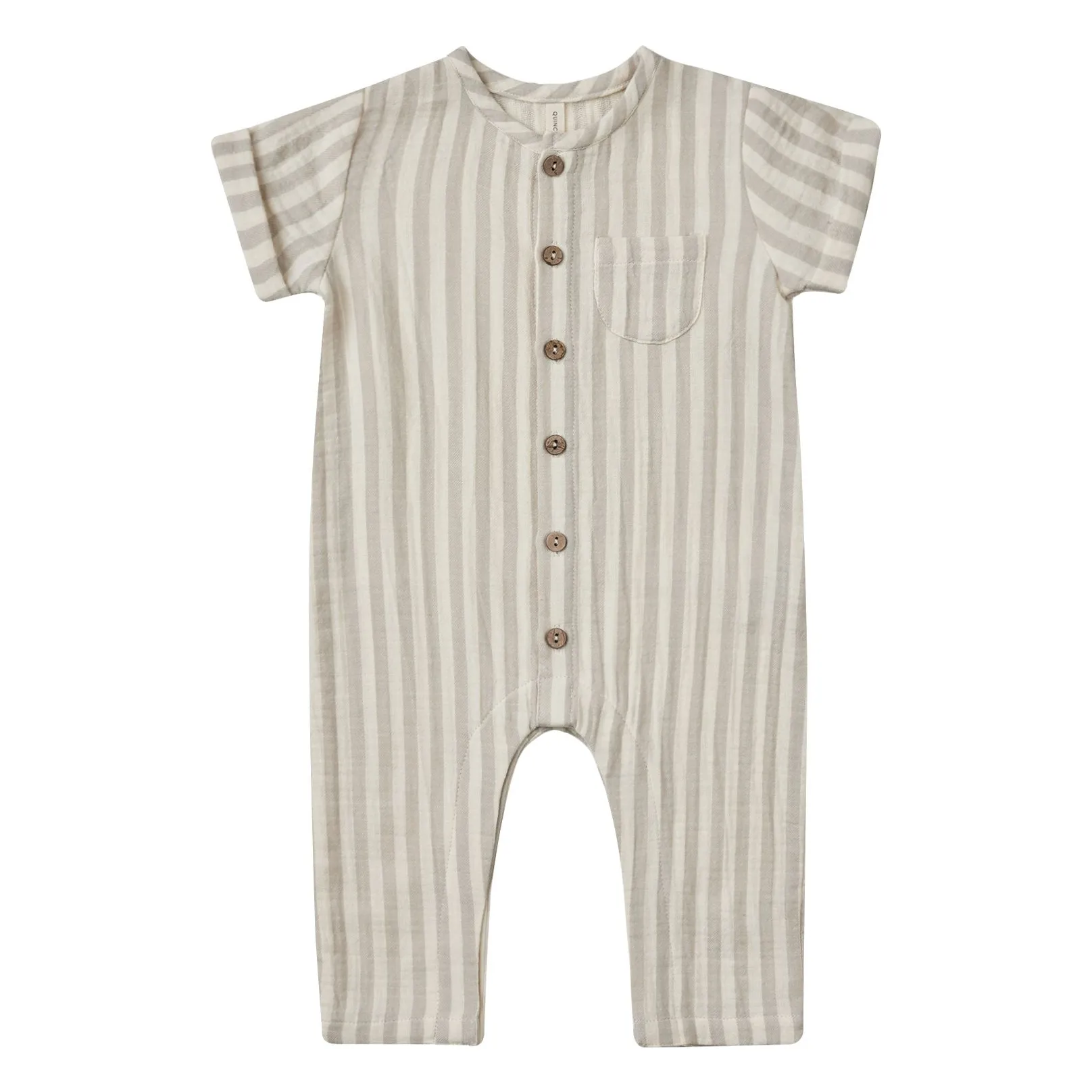 Quincy Mae Ash Grey Charlie Striped Jumpsuit