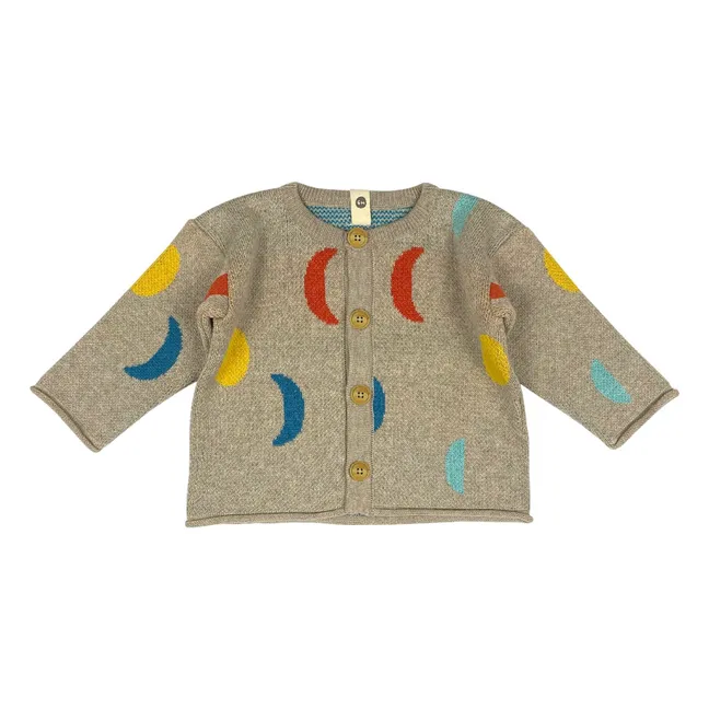 Cardigan Moon Phases Coton Bio | Beige chiné