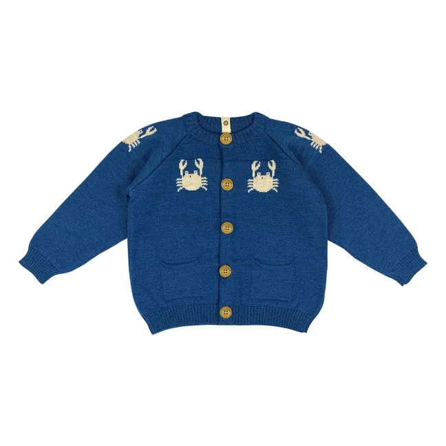 Cardigan Dancing Crabs Mérinos | Bleu