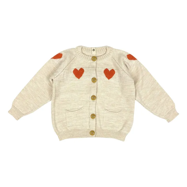 Cardigan Dancing Hearts Mérinos | Ecru
