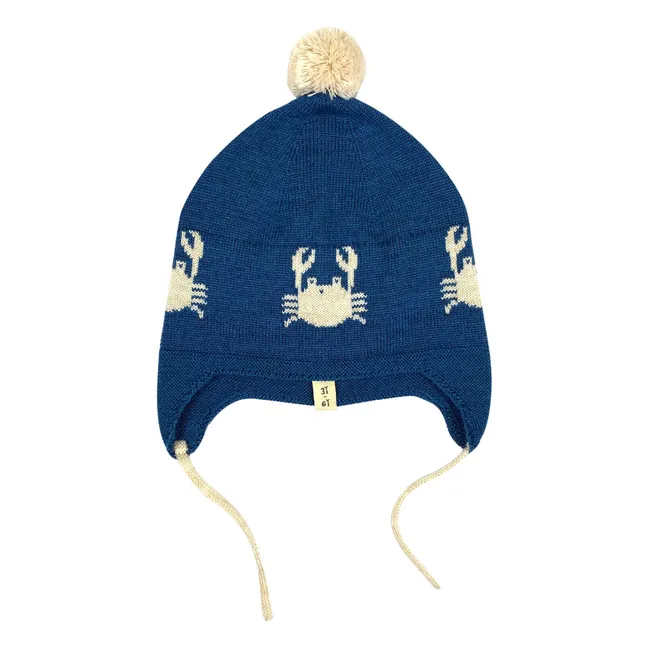 Bonnet Dancing Crabs Mérinos | Bleu