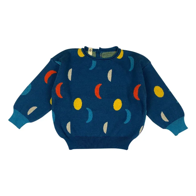 Moon Phases organic cotton sweater | Navy blue